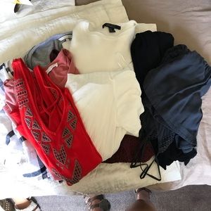 Bundle!!! 5 shirts two rompers and a sweater. ✨✨